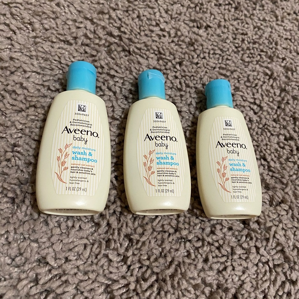 NEW 3 Aveeno Wash & Shampoo 1 oz